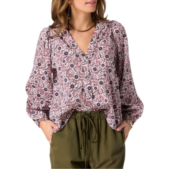 Xirena Prairie Floral Long Sleeve Cotton Sadie Blouse Size Small - Picture 4 of 14